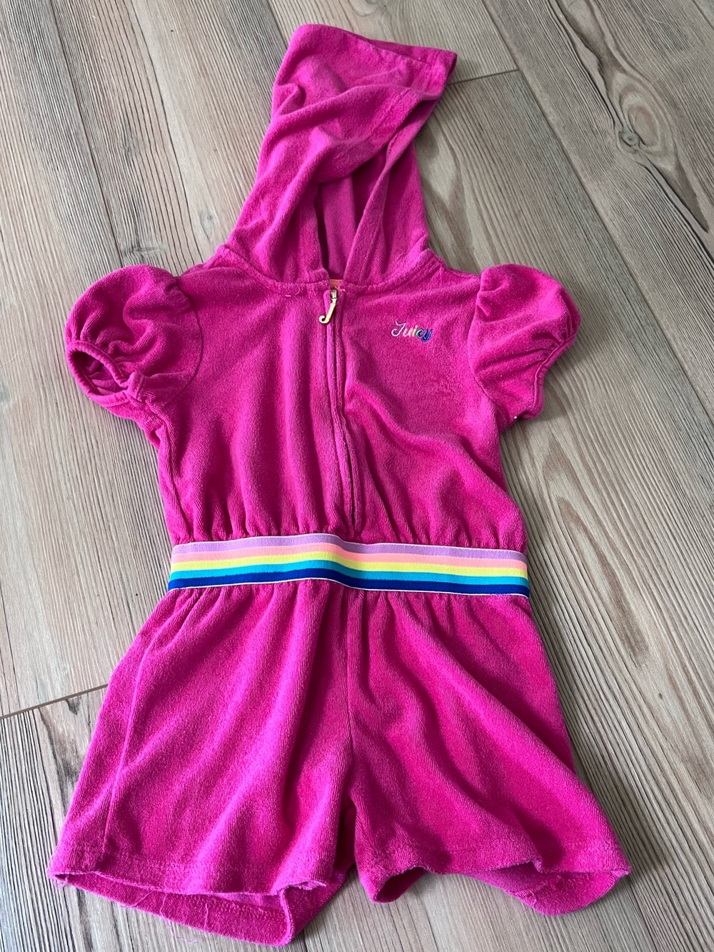 Juicy Couture Hot Pink Hooded Terry Romper (3T)